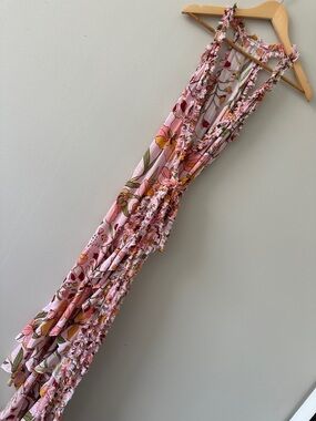 Poupette St Barth Long Dress Tamara Pink Jonquille - Size Small